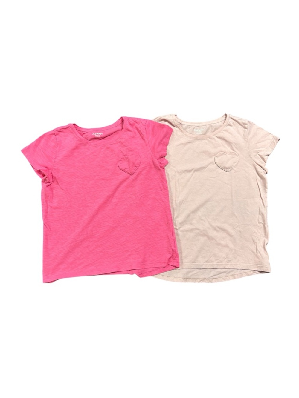 Girls XL (14-16) Old Navy Softest Tee Bundle Pink Beige Heart Pocket